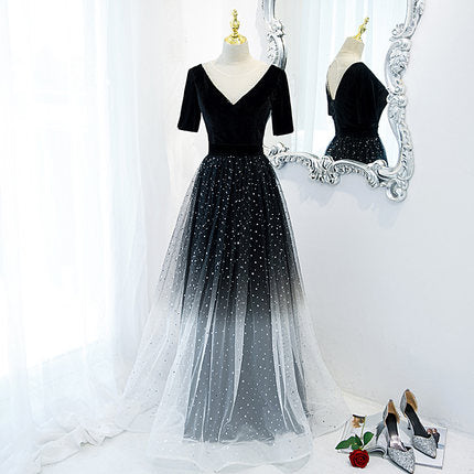 A line Tulle Long Prom Dresses SH173