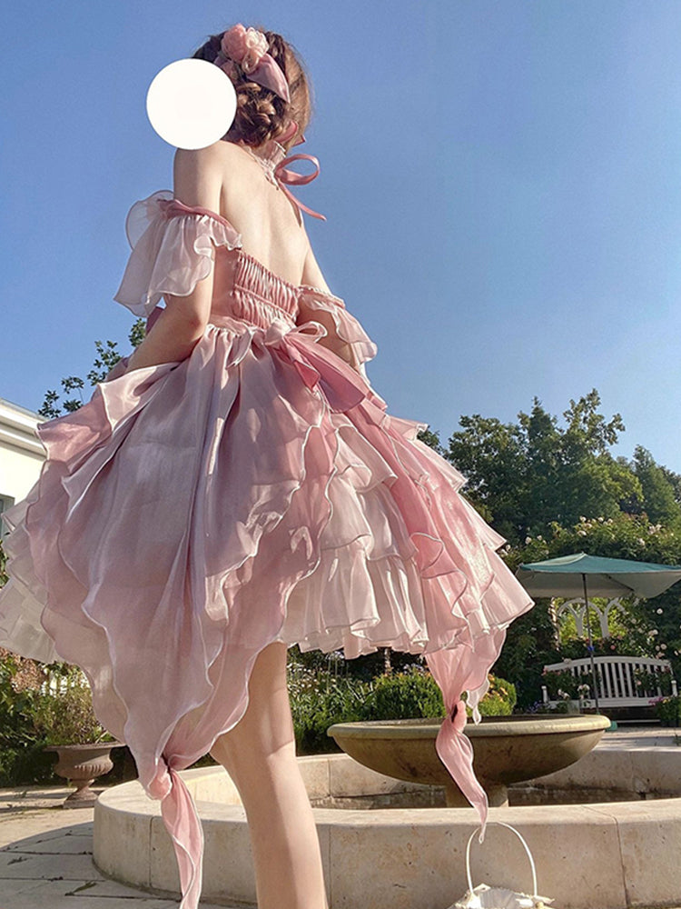 Vestido de fiesta vintage de tul rosa para 22 cumpleaños, minivestido lolita, trajes lolita cortos DH2446