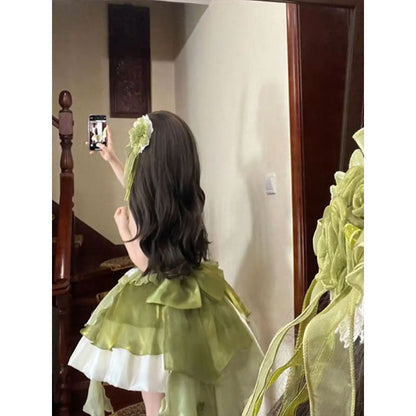 Vestido de fiesta vintage de cuello alto verde para 22 cumpleaños, vestido lolita corto, atuendos lolita DH2444