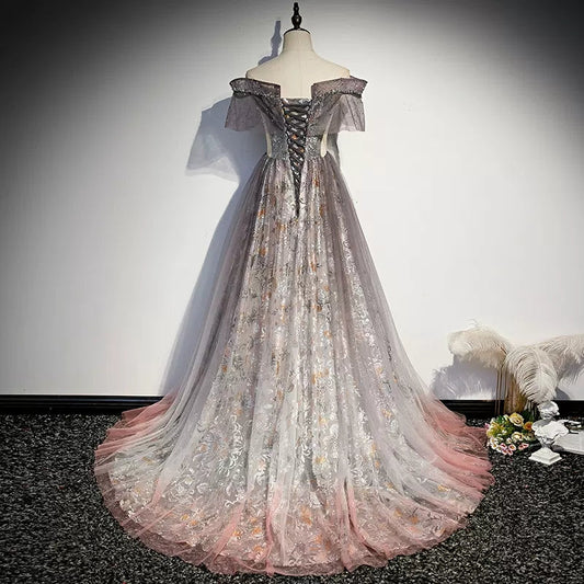 Off The Shoulder Sequin Lace Prom Dresses Sexy Prom Dress SH109
