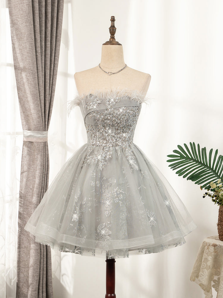 Silver Hoco Dress Short Homecoming Dresses SH238