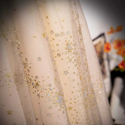 A line Short Puffy Sleeves Tulle Prom Dresses SH114