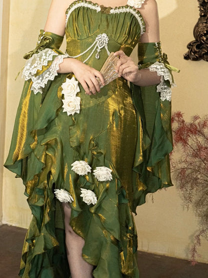 Vestido verde de verano con tirantes finos de sirena para 18 cumpleaños, estilo lolita, W1257
