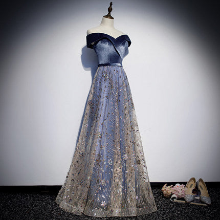 Off The Shoulder Sequin Prom Dresses Sexy Evening Dress SH078