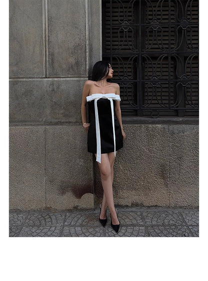 Vestidos de fiesta negros cortos, elegantes y cortos, de corte A y sin tirantes, para el regreso a casa, de noche, para cóctel, para 16 cumpleaños, DH2758