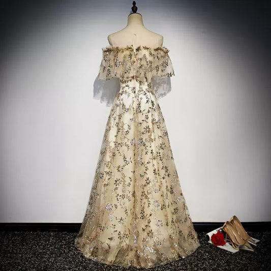 Princess Off The Shoulder Tulle Long Prom Dresses SH120