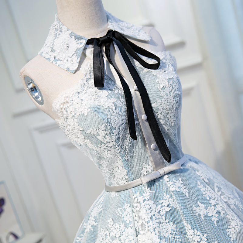 Gray Lace Hoco Dress Short Homecoming Dresses SH250