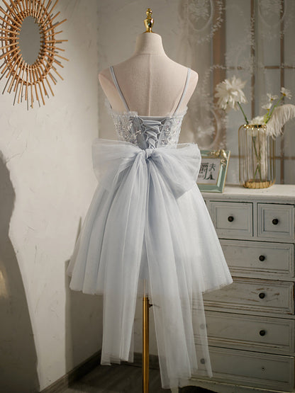 Princess Silver Hoco Dress Short Homecoming Dresses SH242