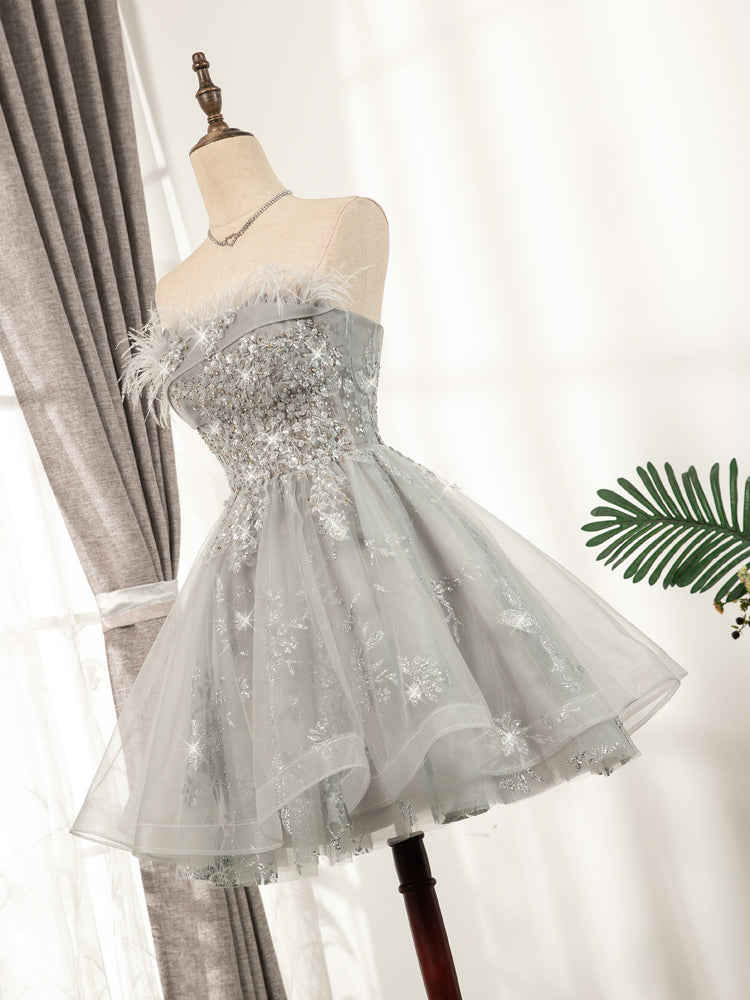 Silver Hoco Dress Short Homecoming Dresses SH238