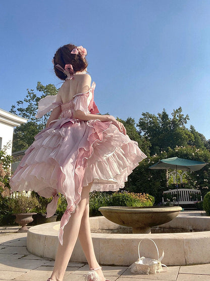 Vestido de fiesta vintage de tul rosa para 22 cumpleaños, minivestido lolita, trajes lolita cortos DH2446