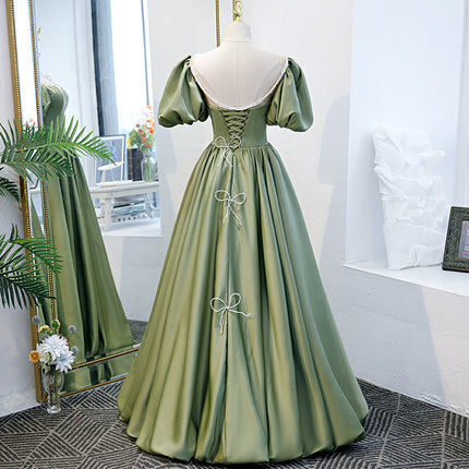 A line Green Long Prom Dresses SH176