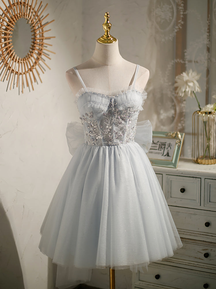 Princess Silver Hoco Dress Short Homecoming Dresses SH242