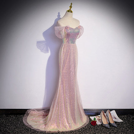 Sequin Pink Prom Dresses SH153