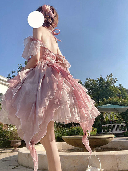 Vestido de fiesta vintage rosa corto mini vestido de verano para 18 cumpleaños vestido lolita trajes de cumpleaños W1248