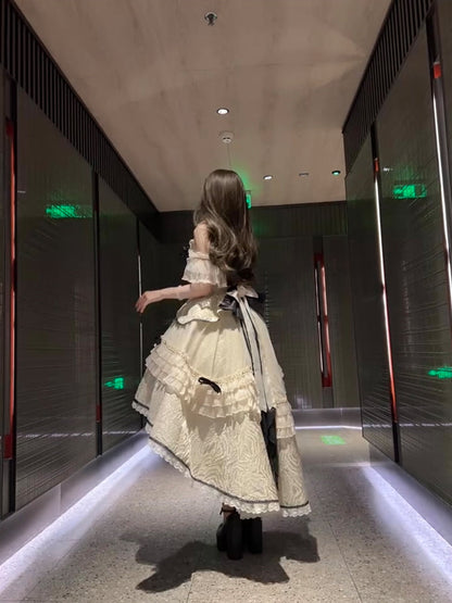 Vestido de verano de encaje con escote cuadrado alto y bajo para 18 cumpleaños, estilo lolita, W1255