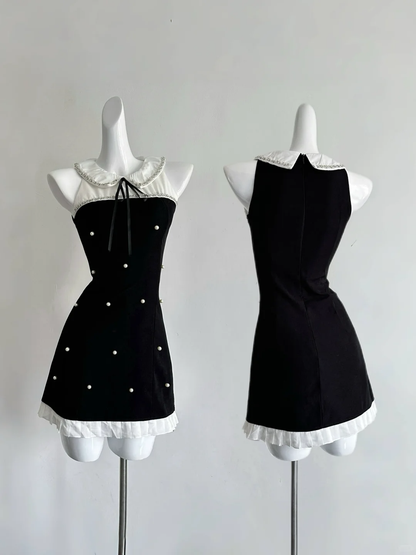 Pretty Black Sleeveless A Line Mini Birthday Dress Holiday Dress S321