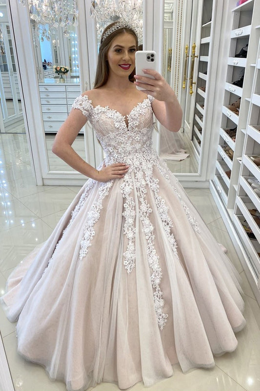 Vestidos de fiesta largos de encaje color champán con hombros descubiertos, vestido formal sexy, vestido de noche largo hasta el suelo