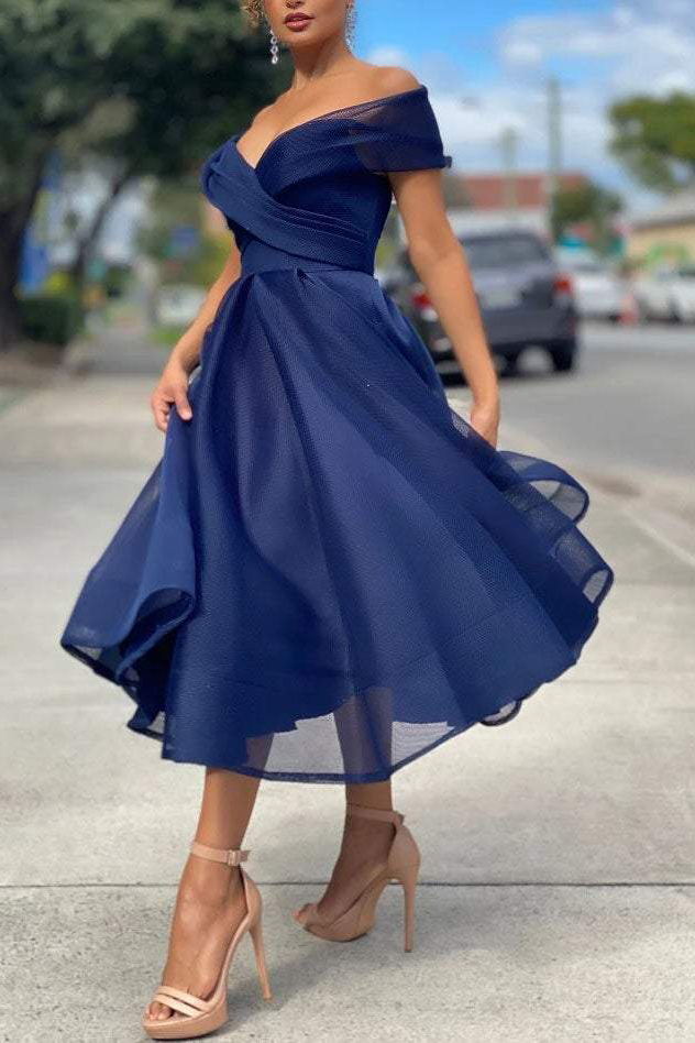 Off Shoulder Burgundy Tulle Prom Dress, Burgundy Bridesmaid Dresses GP280