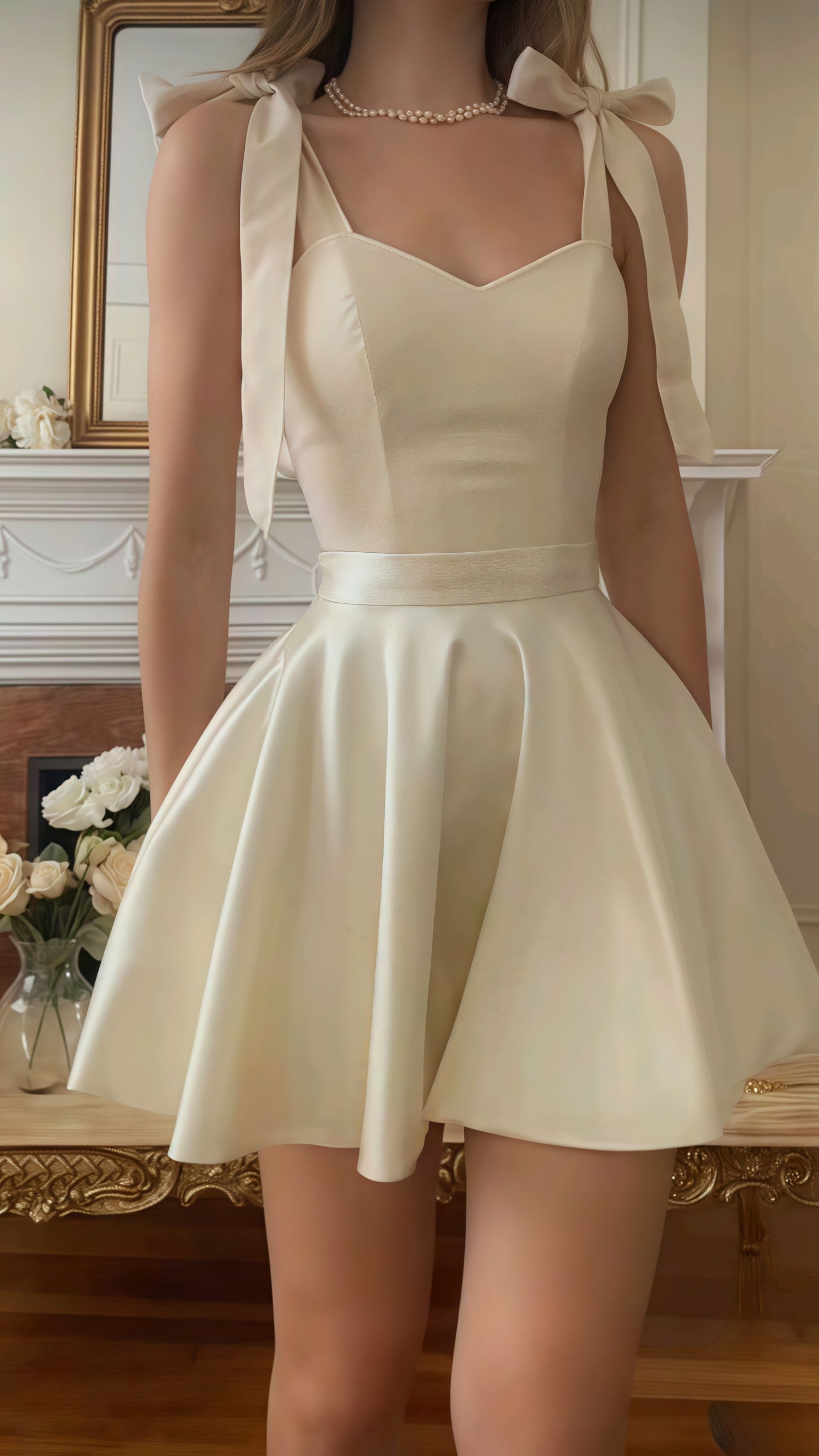 Off White A-Line Homecoming Dress, Mini Party Dress,AST1790