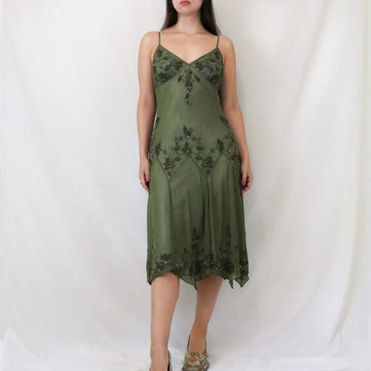 Green exquisite beaded short/mid-length chiffon homecoming dress birthday party dress gh5087
