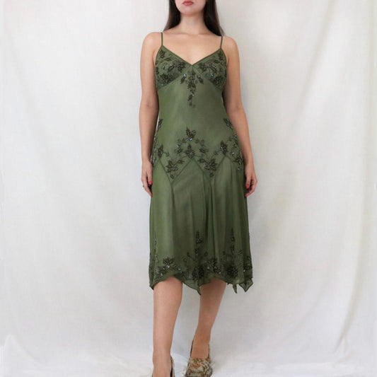 Green exquisite beaded short/mid-length chiffon homecoming dress birthday party dress gh5087