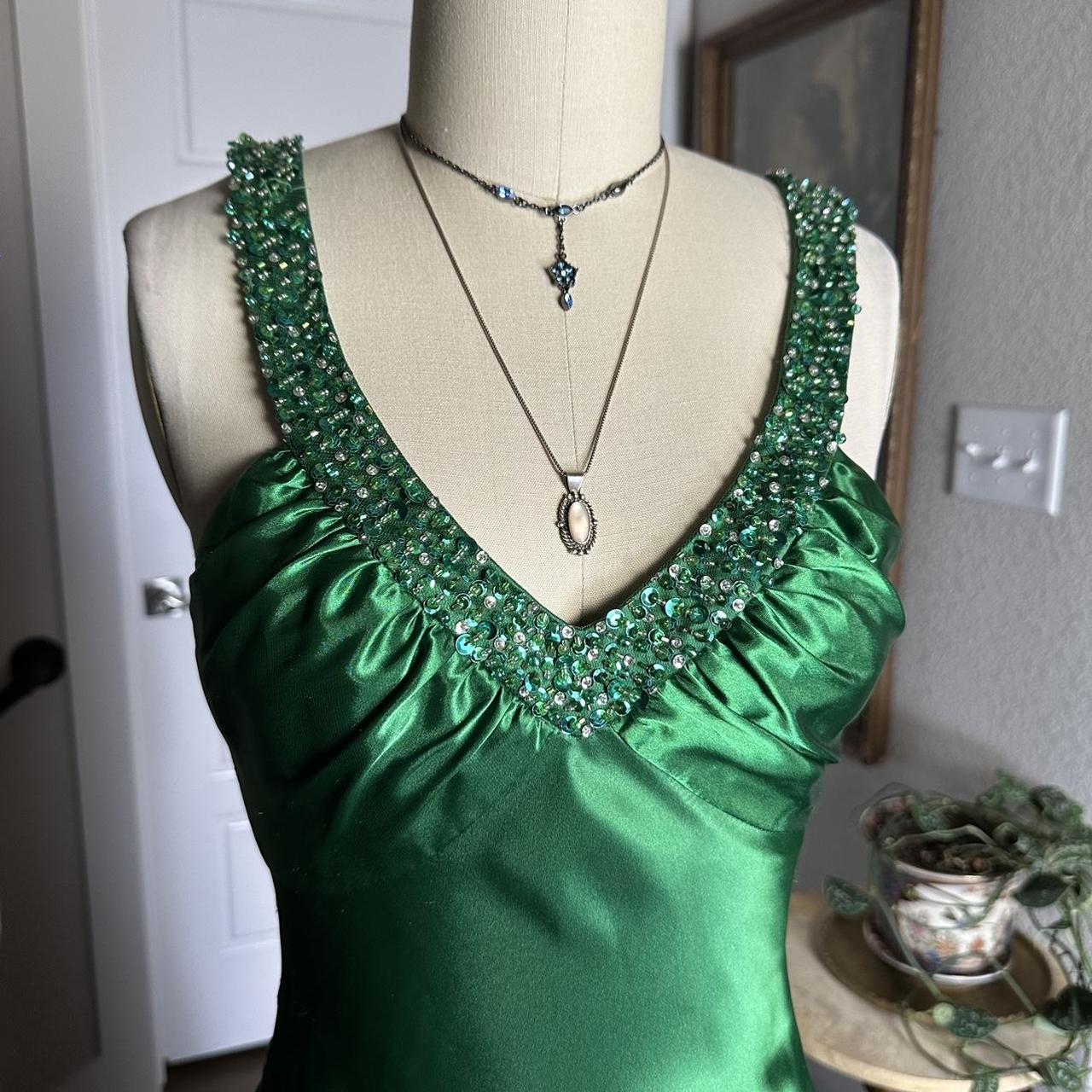 Green Shiny Vintage Fashion Sexy V-neck Rhinestone Bodycon Long Satin Backless Formal Prom Dress Evening Dress Party Dress gh3688