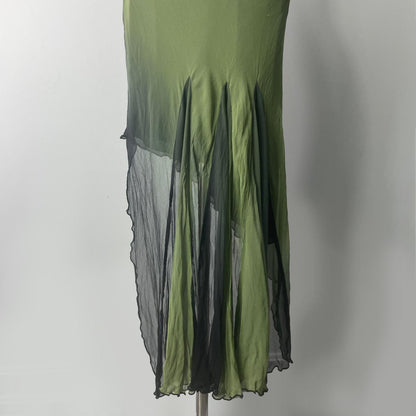 Green Fashion Gradient Elegant Exquisite Beaded Spaghetti Strap Long Chiffon Women's Wizard of Oz Evening Dress Holiday Party Dress gh3566