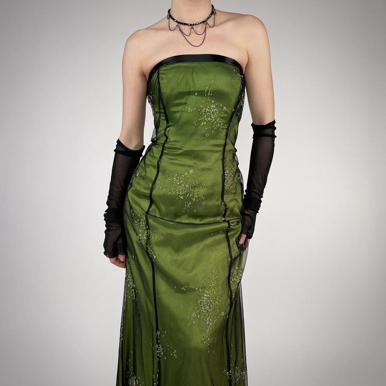 Green Fashion Retro Elegant Exquisite Floral Corset Long Chiffon Tulle Ball Gown Evening Dress Party Dress Prom Dress gh3712