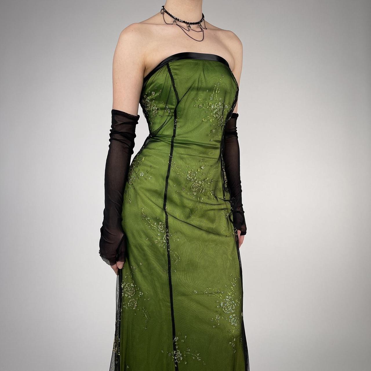 Green Fashion Retro Elegant Exquisite Floral Corset Long Chiffon Tulle Ball Gown Evening Dress Party Dress Prom Dress gh3712