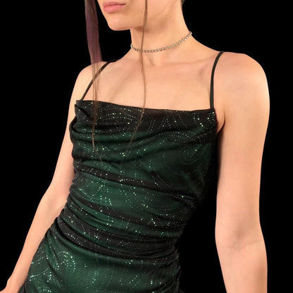 Green vintage sparkly formal homecoming dress short Chiffon gothic rock fairy hoco dress homecoming dance prom dress gh4608