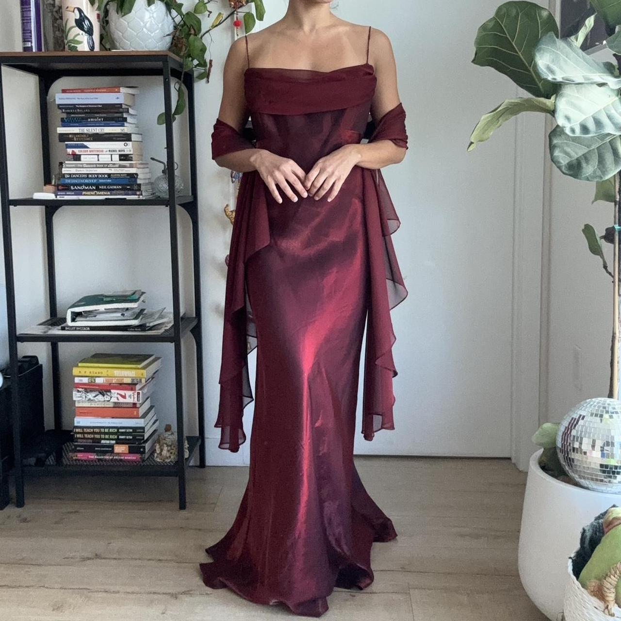 Burgundy vintage elegant a-line spaghetti strap sleeveless long formal floor-length ball gown prom dress evening gown party dress gh2972