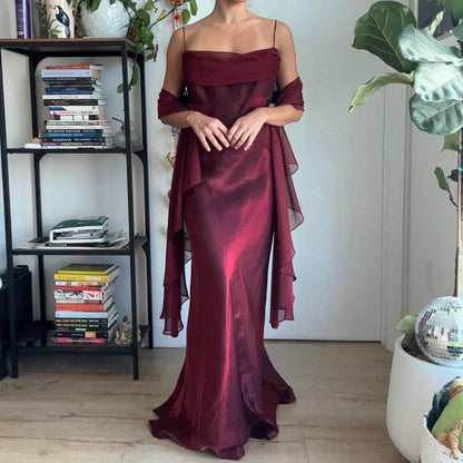 Burgundy vintage elegant a-line spaghetti strap sleeveless long formal floor-length ball gown prom dress evening gown party dress gh2972