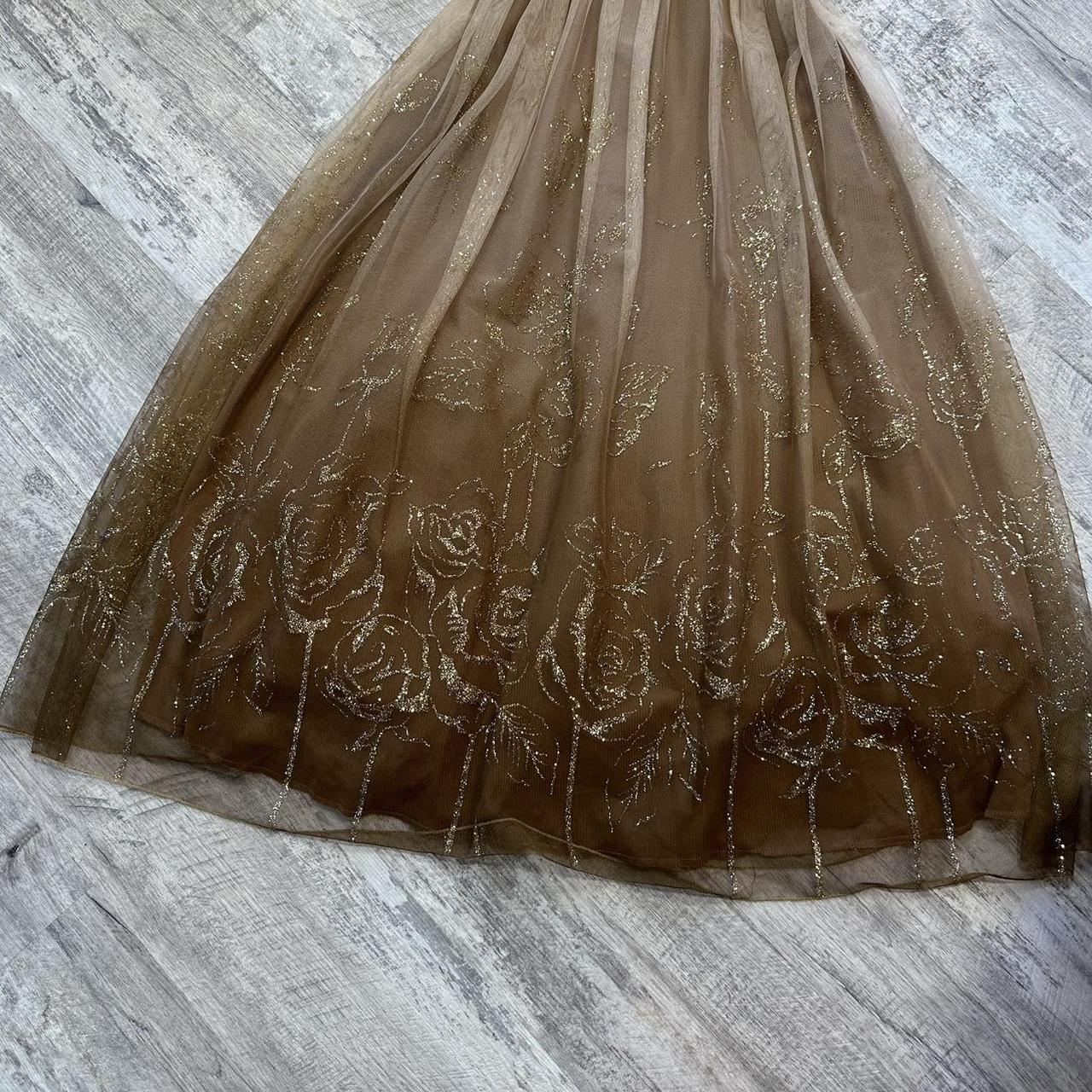 Brown pretty cute glitter gold flower sequin short tulle homecoming dress prom dress evening dress birthday dress gh4314