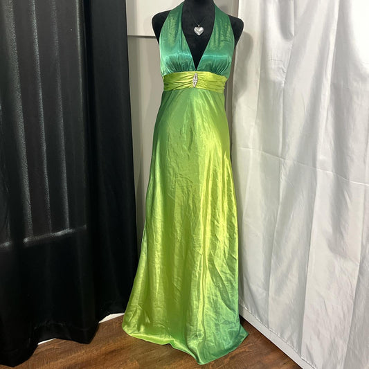 Green Retro Fashion Gradient V-Neck Dress Fairy Long Satin Prom Dress Evening Dress Party Dress Prom Dress gh3627