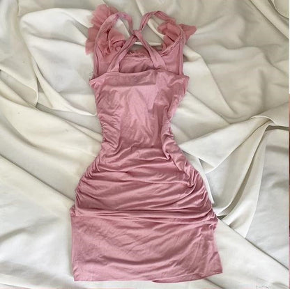 Pink Floral Fairy Short Chiffon Homecoming Dress Birthday Dress gh4665