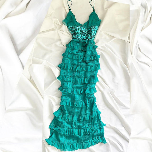 Green Sparkling Fairy Long/Short Chiffon Homecoming Dress Birthday Dress gh4666