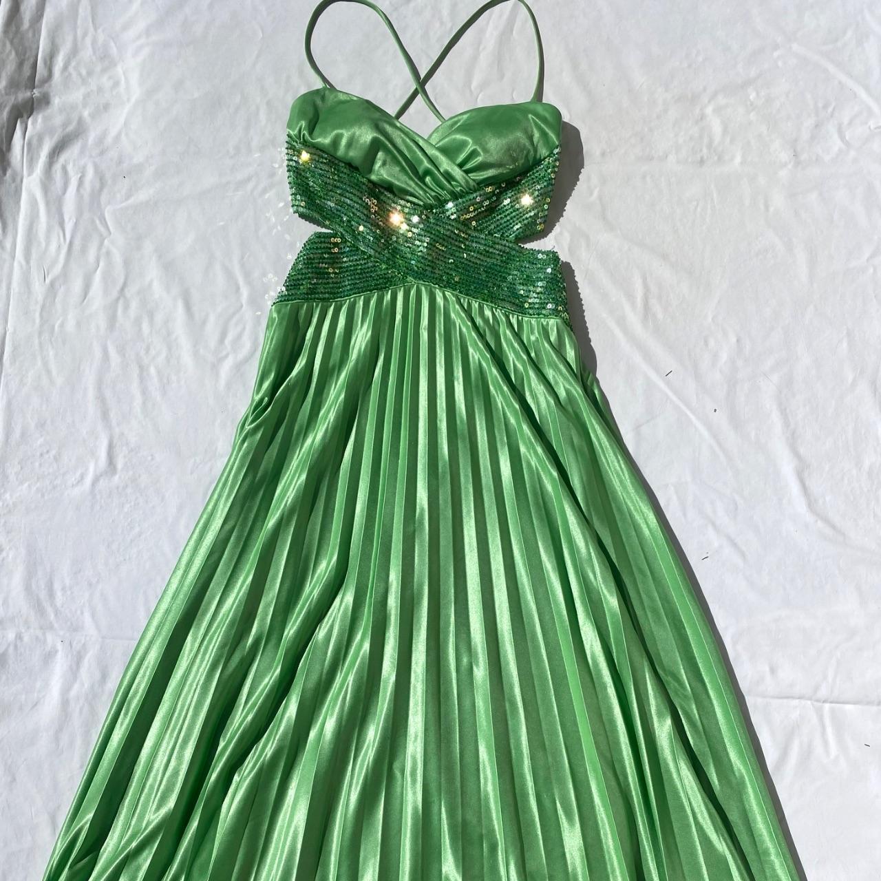 Green Vintage Fashion Playful Deep V Exquisite Beaded Sequin Camisole Long Backless Satin Fairy Ball Gown Prom Dress Evening Gown Birthday Party Dress gh3960