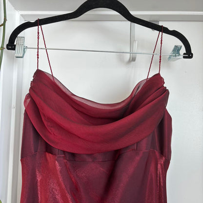 Burgundy vintage elegant a-line spaghetti strap sleeveless long formal floor-length ball gown prom dress evening gown party dress gh2972