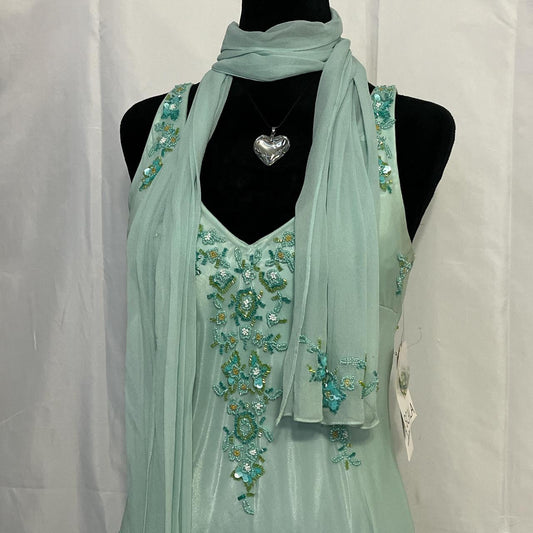 Green vintage fashion exquisite beaded fairy dress asymmetrical hem long Chiffon ball gown evening dress party dress prom dress gh3628