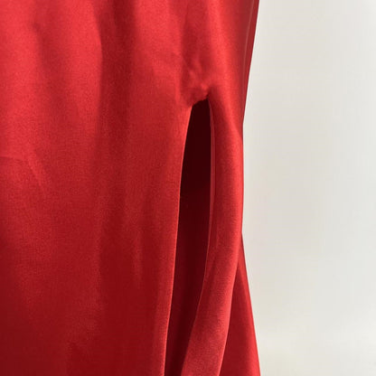 Red beautiful elegant fashion exquisite beaded spaghetti straps long satin slit prom dress ball gown evening dress party dress gh3542