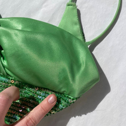 Green Vintage Fashion Playful Deep V Exquisite Beaded Sequin Camisole Long Backless Satin Fairy Ball Gown Prom Dress Evening Gown Birthday Party Dress gh3960