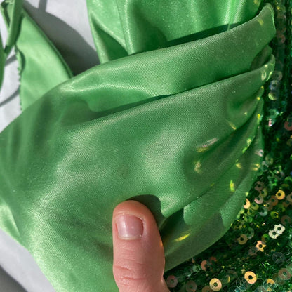 Green Vintage Fashion Playful Deep V Exquisite Beaded Sequin Camisole Long Backless Satin Fairy Ball Gown Prom Dress Evening Gown Birthday Party Dress gh3960