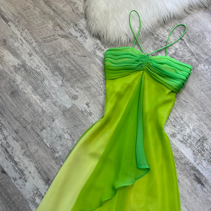Green Fashion gradient Elegant Fairy Refreshing Long Chiffon Ball Dress Evening Dress Seaside Vacation Birthday Party Dress Ball Dress gh3757