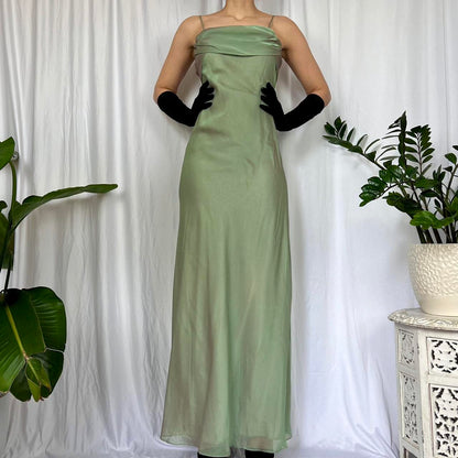 Green Shiny Fashion Vintage Elegant Spaghetti Strap Long Chiffon Tulle Ball Gown Evening Dress Party Dress Prom Dress gh3714