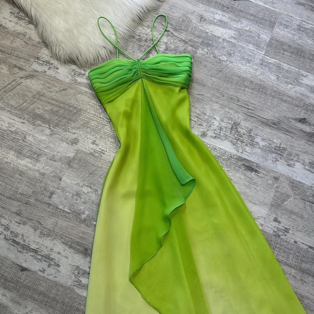 Green Fashion gradient Elegant Fairy Refreshing Long Chiffon Ball Dress Evening Dress Seaside Vacation Birthday Party Dress Ball Dress gh3757