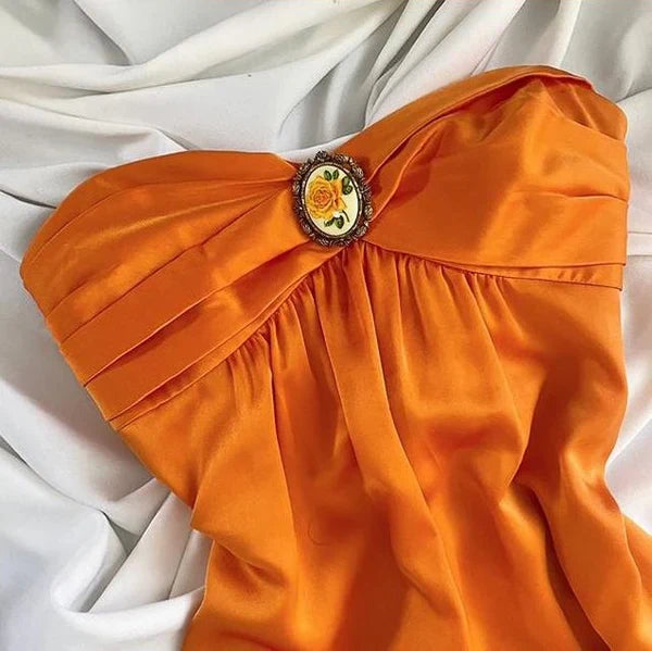 Orange Vintage Rose Elegant short Birthday Dress Party Dress Homecoming Dress Cocktail Dress  gh4670