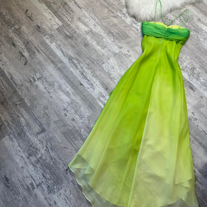 Green Fashion gradient Elegant Fairy Refreshing Long Chiffon Ball Dress Evening Dress Seaside Vacation Birthday Party Dress Ball Dress gh3757
