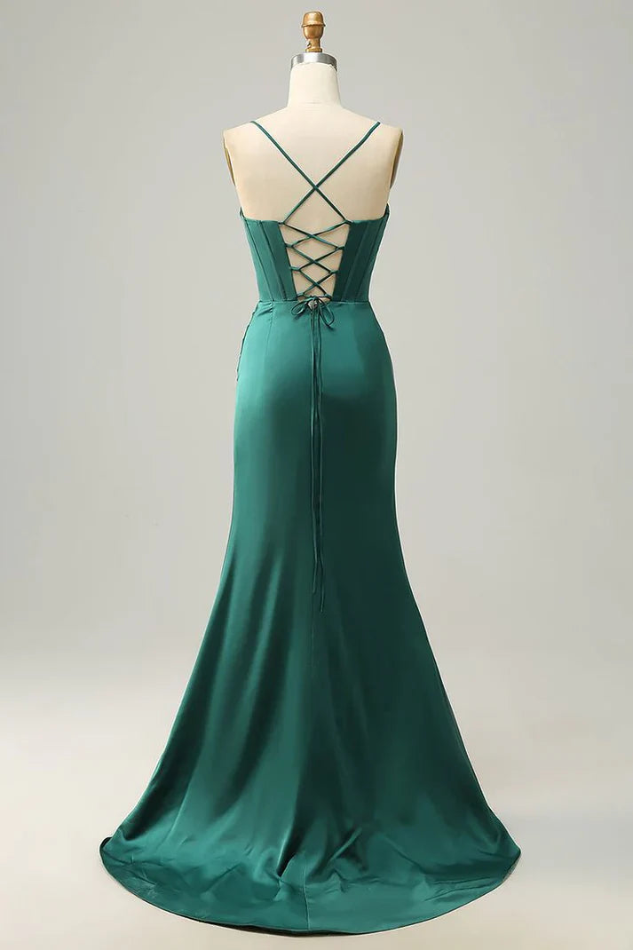 Vestido de fiesta largo de satén con escote corazón y corte sirena, vestido de noche, TP4513