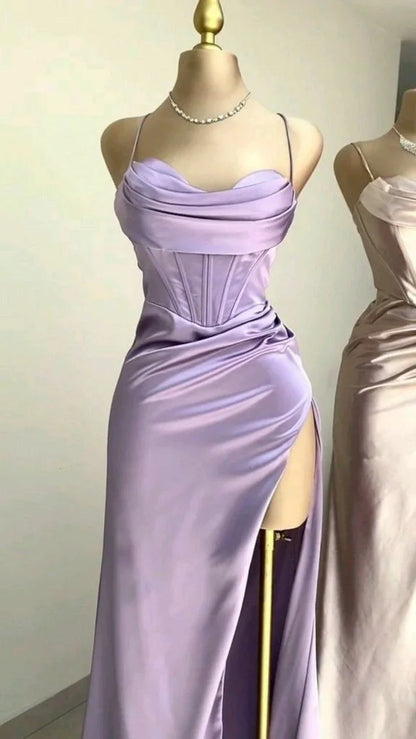 Vestido de fiesta largo de satén con escote corazón y corte sirena, vestido de noche, TP4513