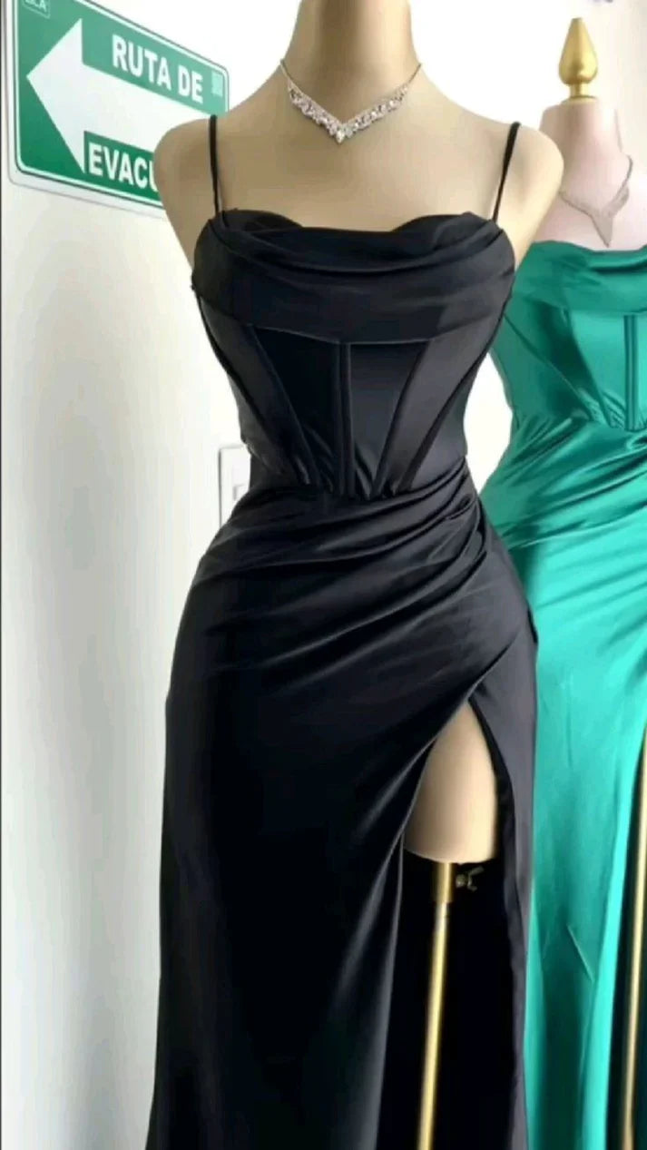 Vestido de fiesta largo de satén con escote corazón y corte sirena, vestido de noche, TP4513